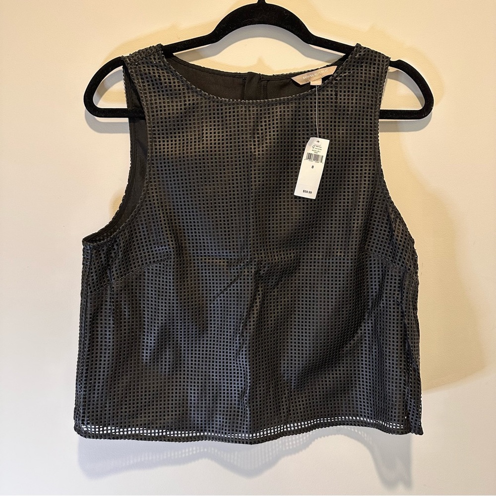 Banana Republic Perforated Sleeveless Black Blouse
